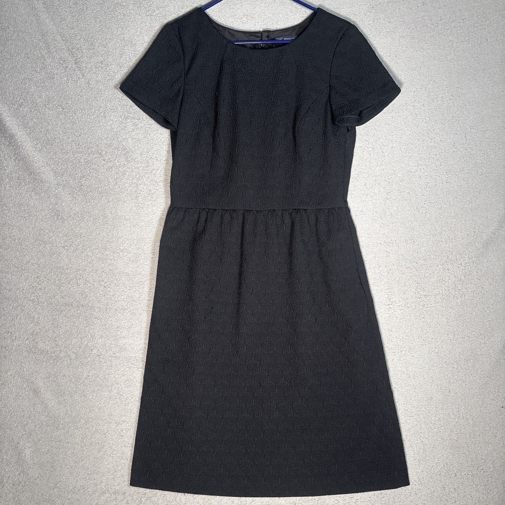 Brooks Brother 346 Dress Women's Size 8 Midi Cap Sleeve Pockets Black Preppy LBD
